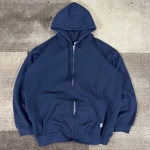 Vintage Discus Athletic Navy Blue Full Zip Hoodie Sweatshirt Mens XL Heavyweight